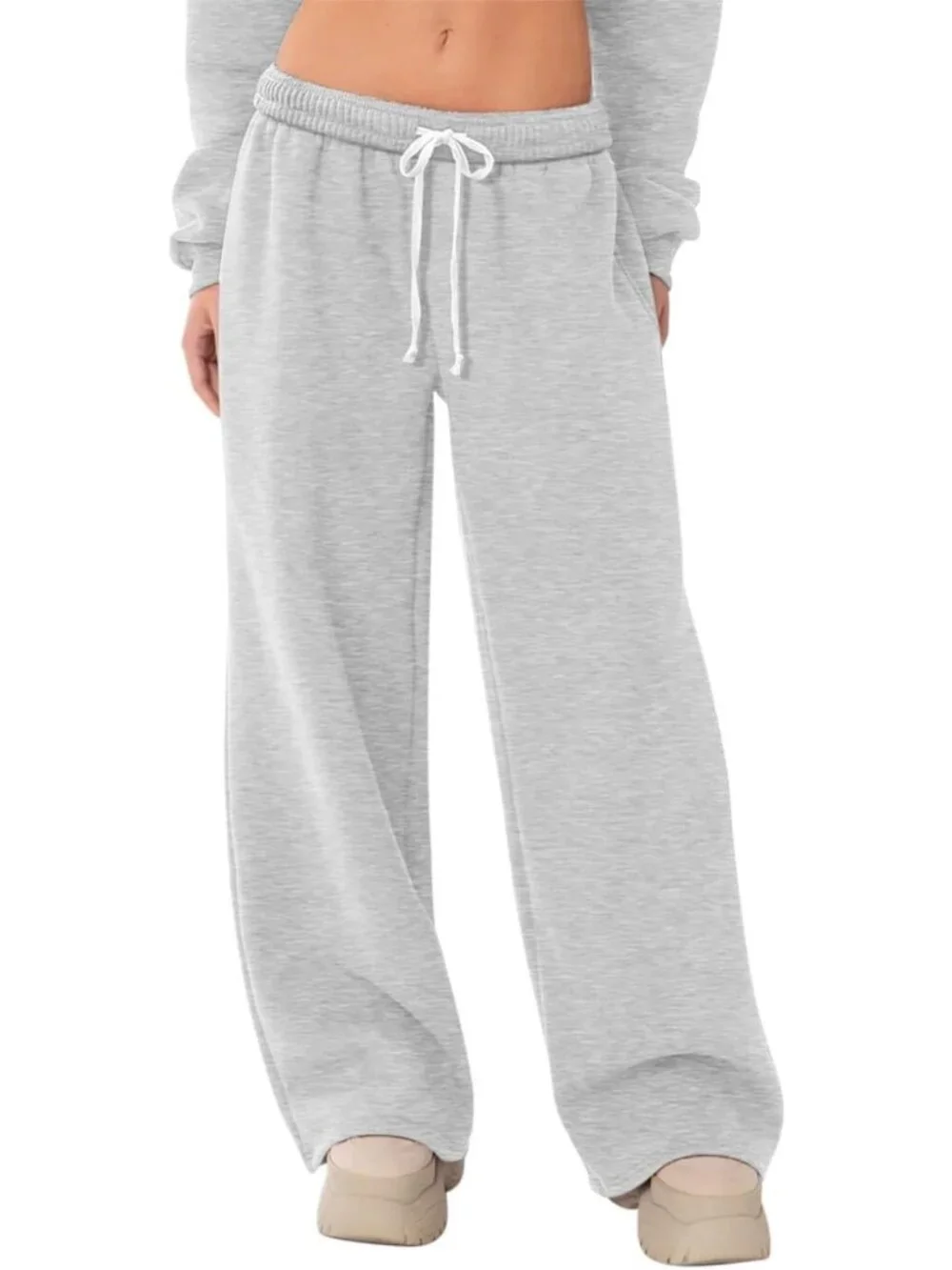 Cozy Women's Wide Leg Fleece Lined Sweatpants | Comfy Baggy Lounge Pants